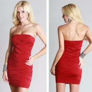 Sexy Dark Red Strapless Bandage Weave Dress